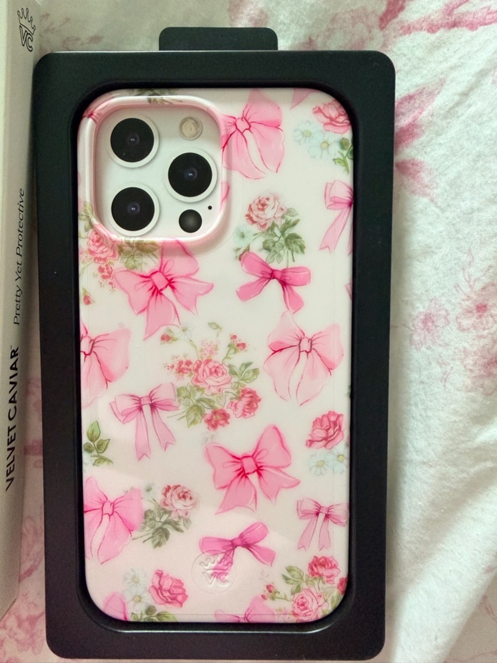 Velvet Caviar Posie Pink Floral Bow iPhone 13 Pro Max Case